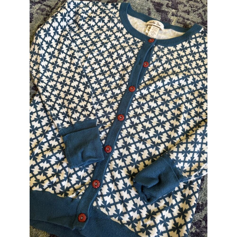 Matilda Jane | Preppy Windy City Geometric Cardigan Knit Soft Lounge- Sz 12 - Picture 4 of 8